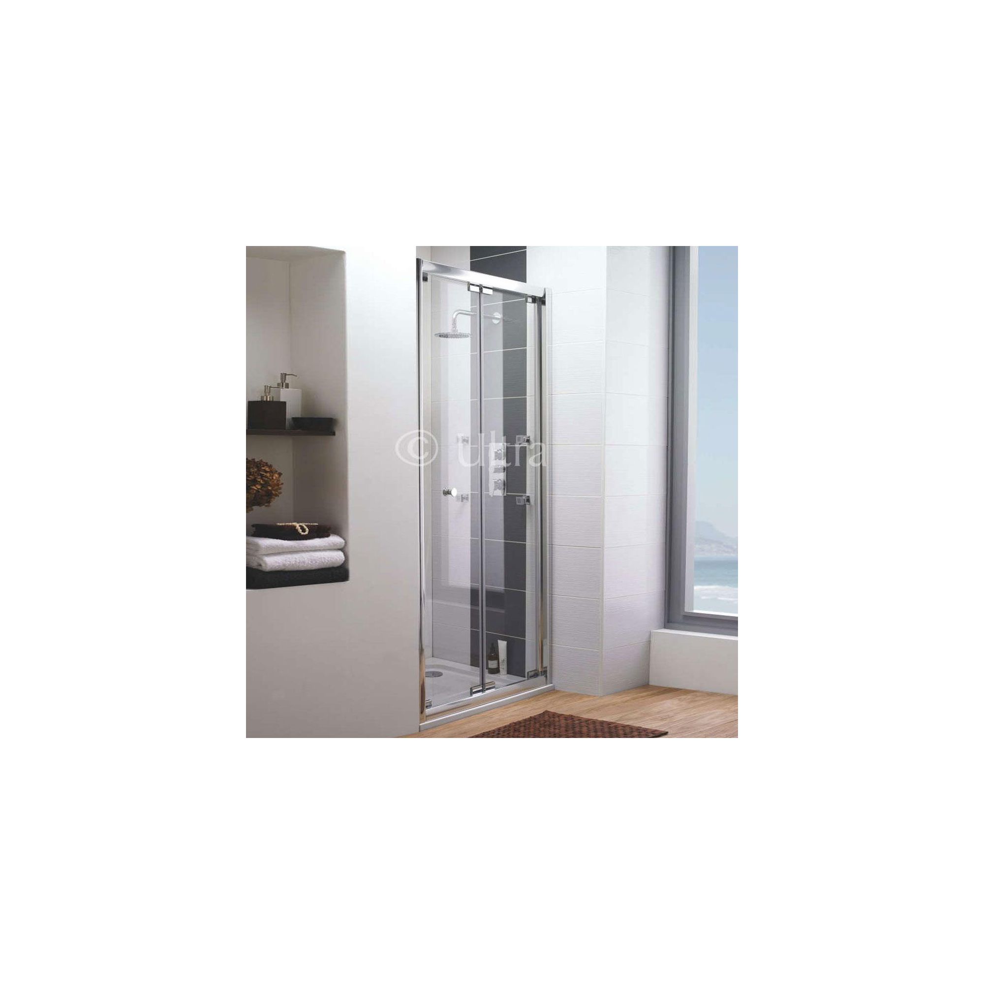 Ultra Roma Frameless Bi-Fold Shower Door, 1000mm Wide, 6mm Glass at Tesco Direct