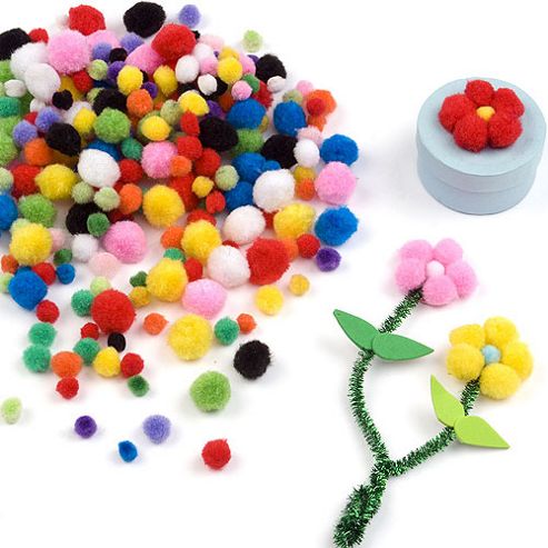 Image of Mini Colored Pom-poms For Children (pack Of 500)