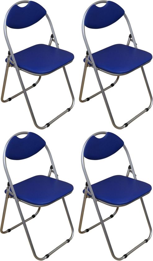 Image of Pack Of 4 Blue Padded Folding Office, Desk, Poker Chair.