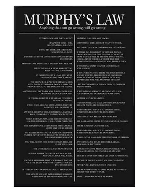 Image of Anything That Can Go Wrong Will Go Wrong Gloss Black Framed Murphy's Law Poster