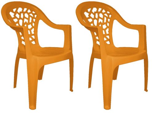 Image of Resol Inca Garden Outdoor / Indoor Designer Plastic Chair - Orange - Pack Of 2