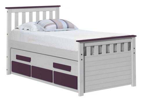 Image of Captains Bergamo Guest Bed 3ft Whitewash With Lilac Details