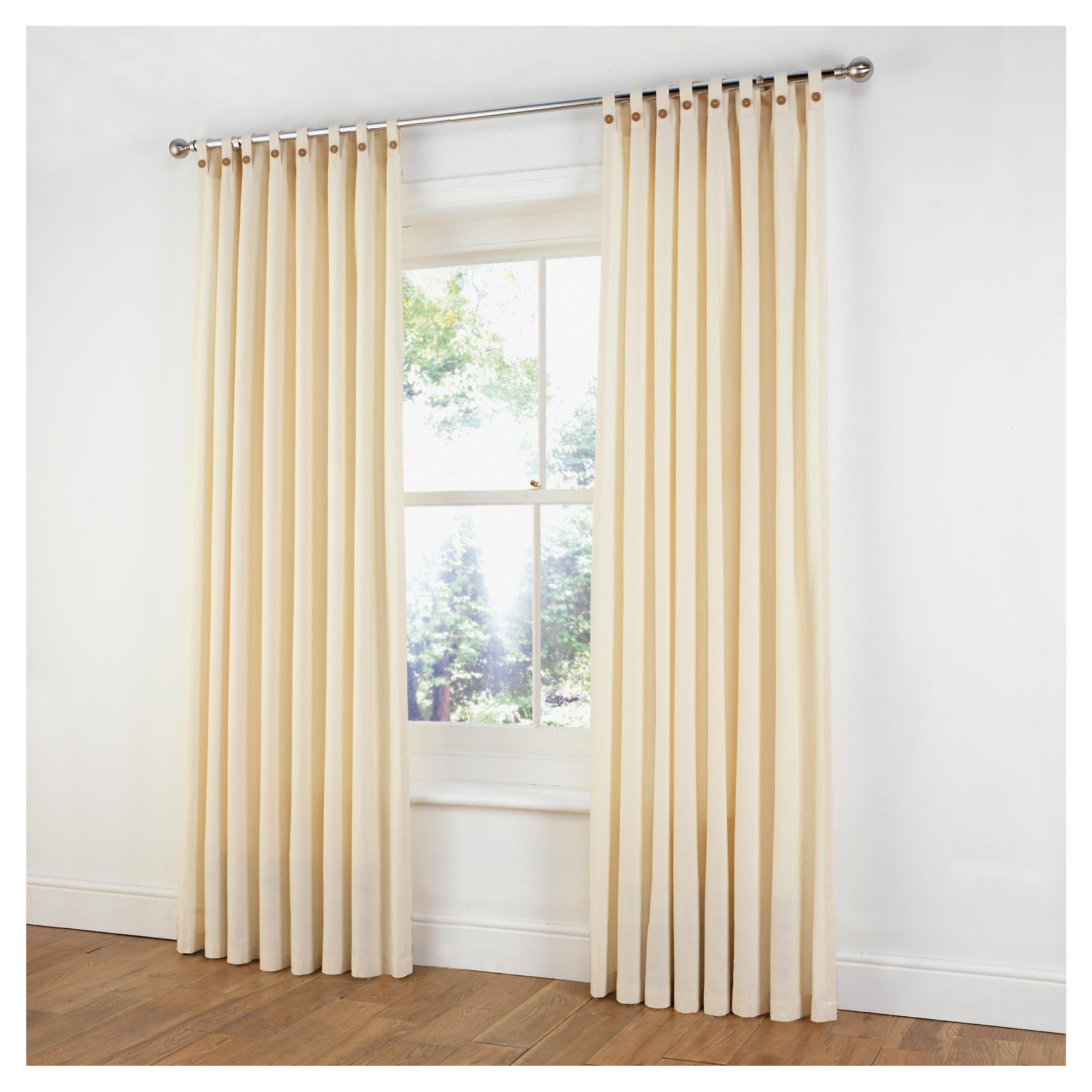 Tesco Plain canvas Unlined belt top Curtains W117xL183cm (W46xL72in) - Cream