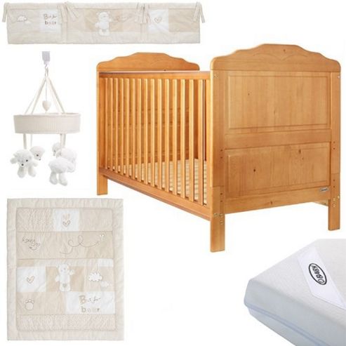Image of Obaby Beverley Cot Bed Cream Bundle (country Pine)
