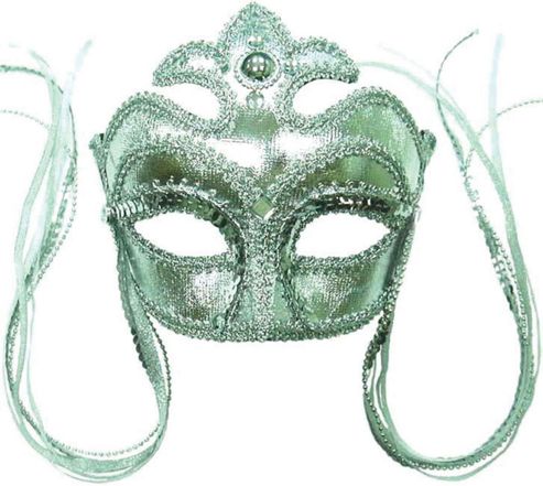 Image of "silver Mask With Jewels, Beads And Tassels"