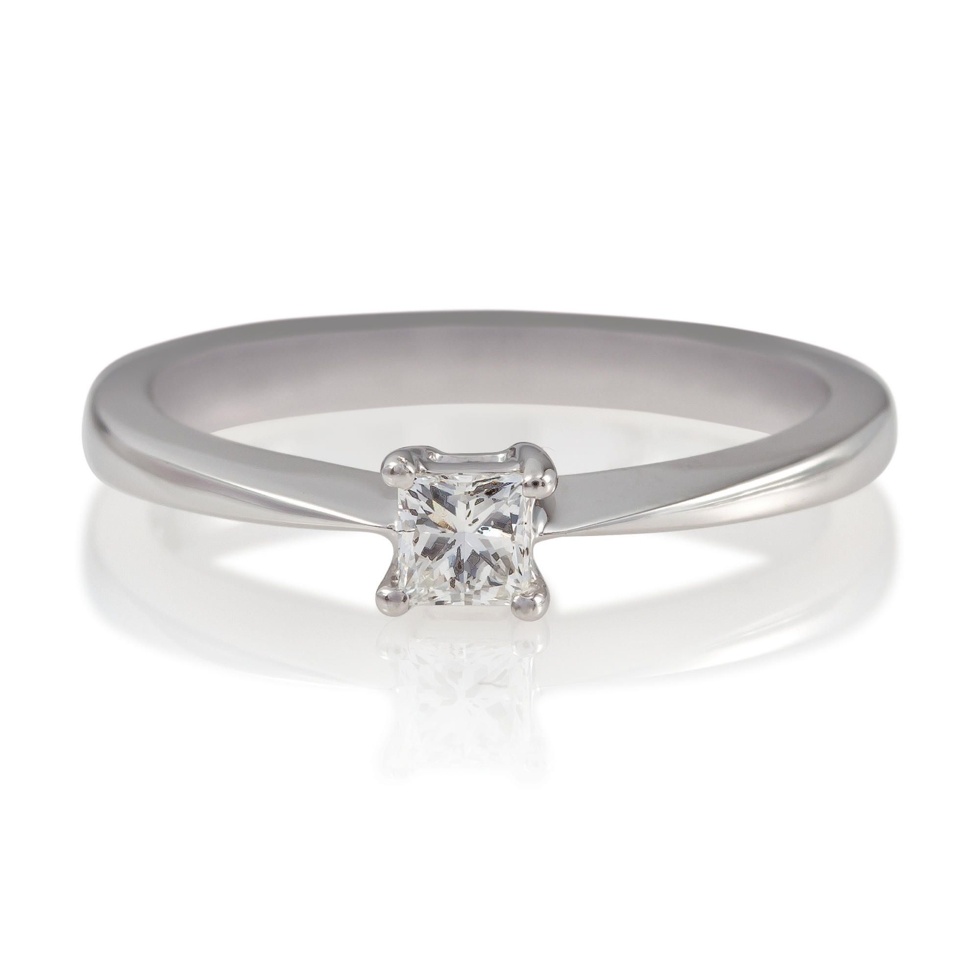 18ct White Gold 1/4ct Diamond Princess Cut Ring, N at Tesco Direct