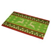 Green Reindeer PVC Coir Mat