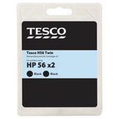 Tesco H90 remanufactured Black Printer Ink Cartridge twin pack (Compatible with printers using HP 56 Cartridge)