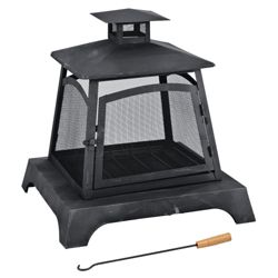 La Hacienda Black Mesh Outdoor Fireplace