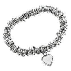 Sterling Silver Link And Heart Bracelet