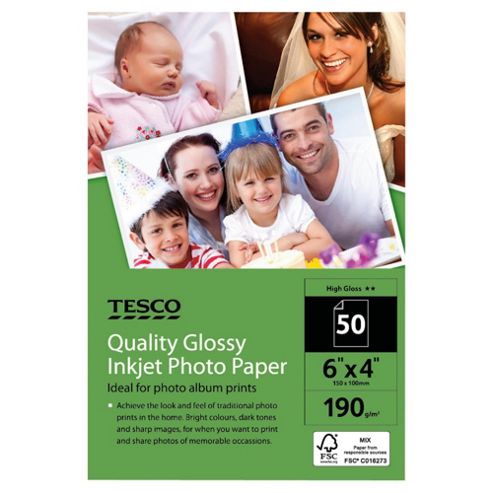 Image of Tesco Glossy Photo Sized Inkjet Paper - 50 Sheets