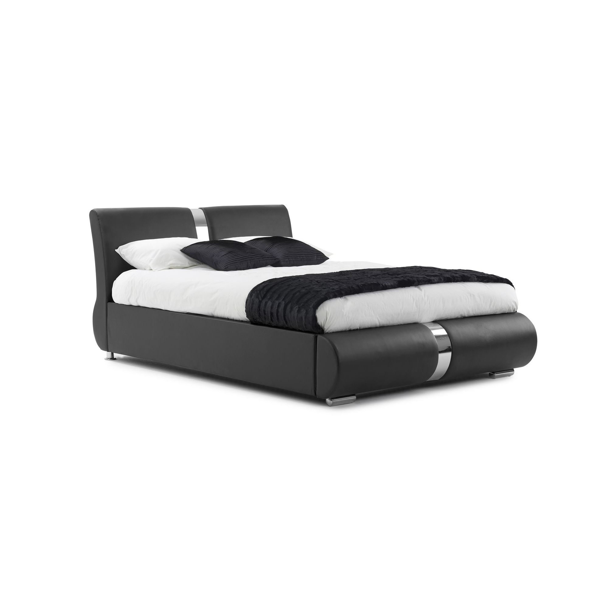 Frank Bosworth Milan Leather Bed - King - Black at Tesco Direct