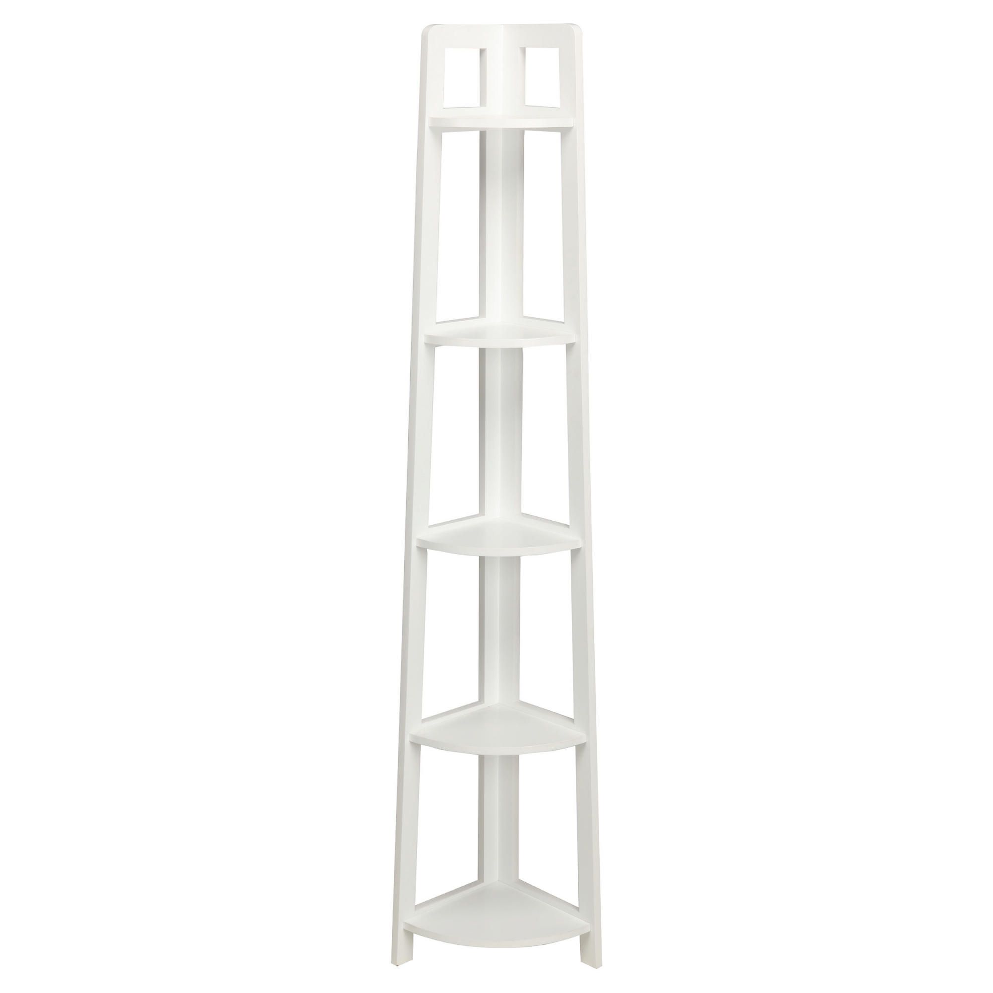 Sheringham White Wood 5 Tier Corner Shelving Unit