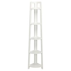Sheringham White Wood 5 Tier Corner Shelving Unit