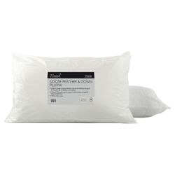 Finest Goose Feather Down Pillow, Natural