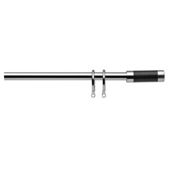 16-19mm Extendable Metal Curtains Pole Leather Detail Finial, Stainless Steel Effect 120-210cm