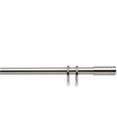 16-19Mm Extendable Metal Curtain Pole Striped Barrel Finial, Stainless Steel Effect 120-210Cm