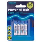 Tesco Hi Tech 4 Pack AAA batteries