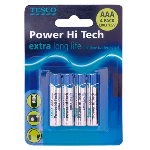 Image of Tesco Hi Tech 4 Pack Aaa Batteries