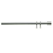 16-19mm Extendable Metal Curtains Pole Striped Barrel Finial, Stainless Steel Effect 180-330cm