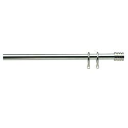 16-19Mm Extendable Metal Curtain Pole Striped Barrel Finial, Stainless Steel Effect 180-330Cm