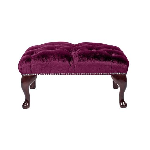 Image of Snug City Footstool Crushed Velvet Purple Chesterfield, Made In The Uk.