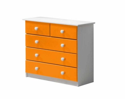 Image of Verona Drawer Chest 3 + 2 Colour White And Orange
