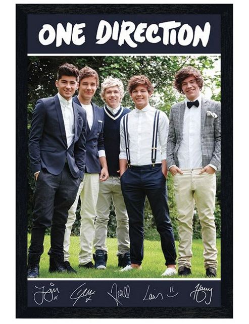 Image of One Direction Black Wooden Framed Boys In Blue 1d Poster