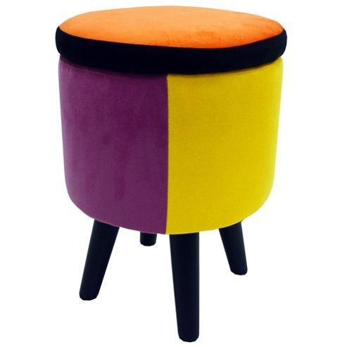 Image of Soleil - Contemporary Round Storage Stool - Orange / Blue / Pink / Yellow