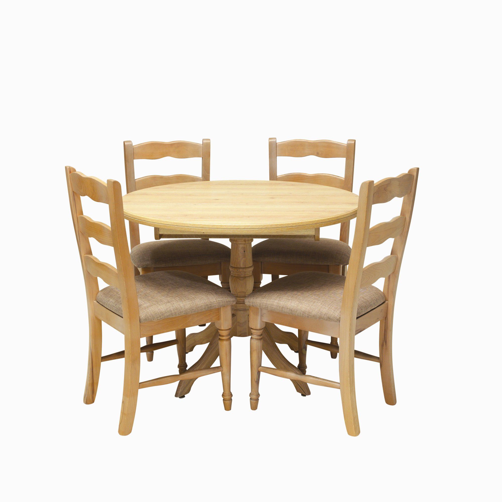 Caxton Driftwood Round Extending Dining Set with 4 Ladder Back Chairs in Limed Oak at Tesco Direct