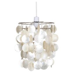 Tesco Lighting Capiz Tier Pendant, Cream