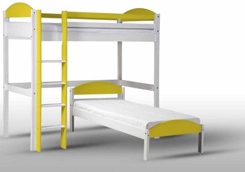 Image of Maximus L Shape High Sleeper White With Lime Details