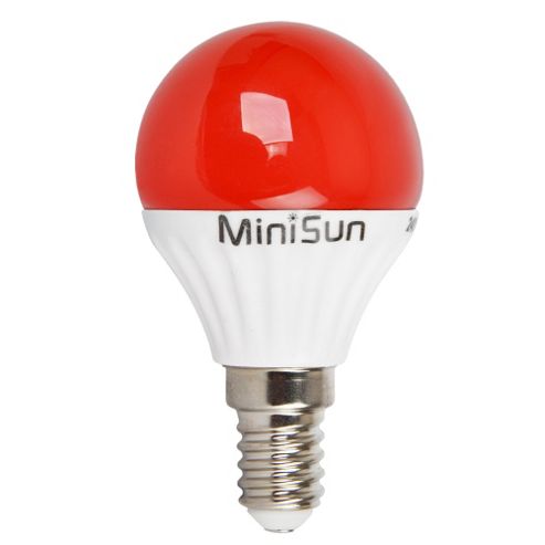 Image of Minisun E14 4w Led Golfball Bulb In Red