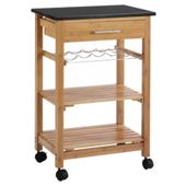 Bamboo Kitchen Trolley With Granite Top
