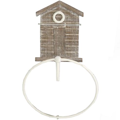 Image of Beach Hut - Wall Mounted Towel Rack / Loop - Brown