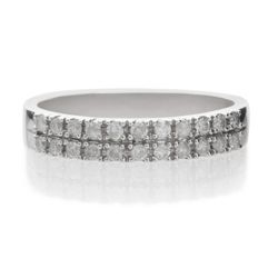 9ct White Gold 25Pt Diamond Double Row Ring, P