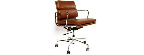 Image of Eames Ea217 Inspired Low Back Soft Pad Vintage Brown Leather Office Chair