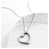 9ct White Gold Floating Open Heart Pendant