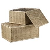 Seagrass Lidded Trunks Set Of 2
