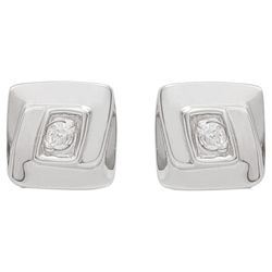 9ct White Gold Diamond Square Earrings