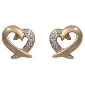 9ct Gold Diamond Heart Studs