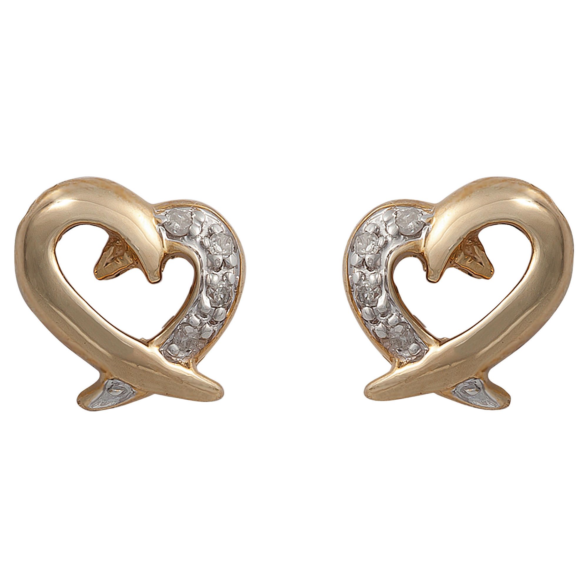 9ct Gold Diamond Heart Studs 9ct Gold Diamond Heart Studs