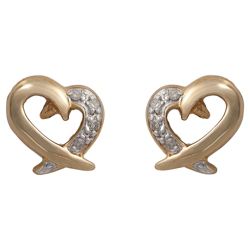 9ct Gold Diamond Heart Studs