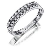 9ct White Gold 1/4ct Diamond 2-Row Ring, N
