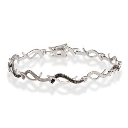 9ct White Gold Black And White 19Pts Diamond Bracelet