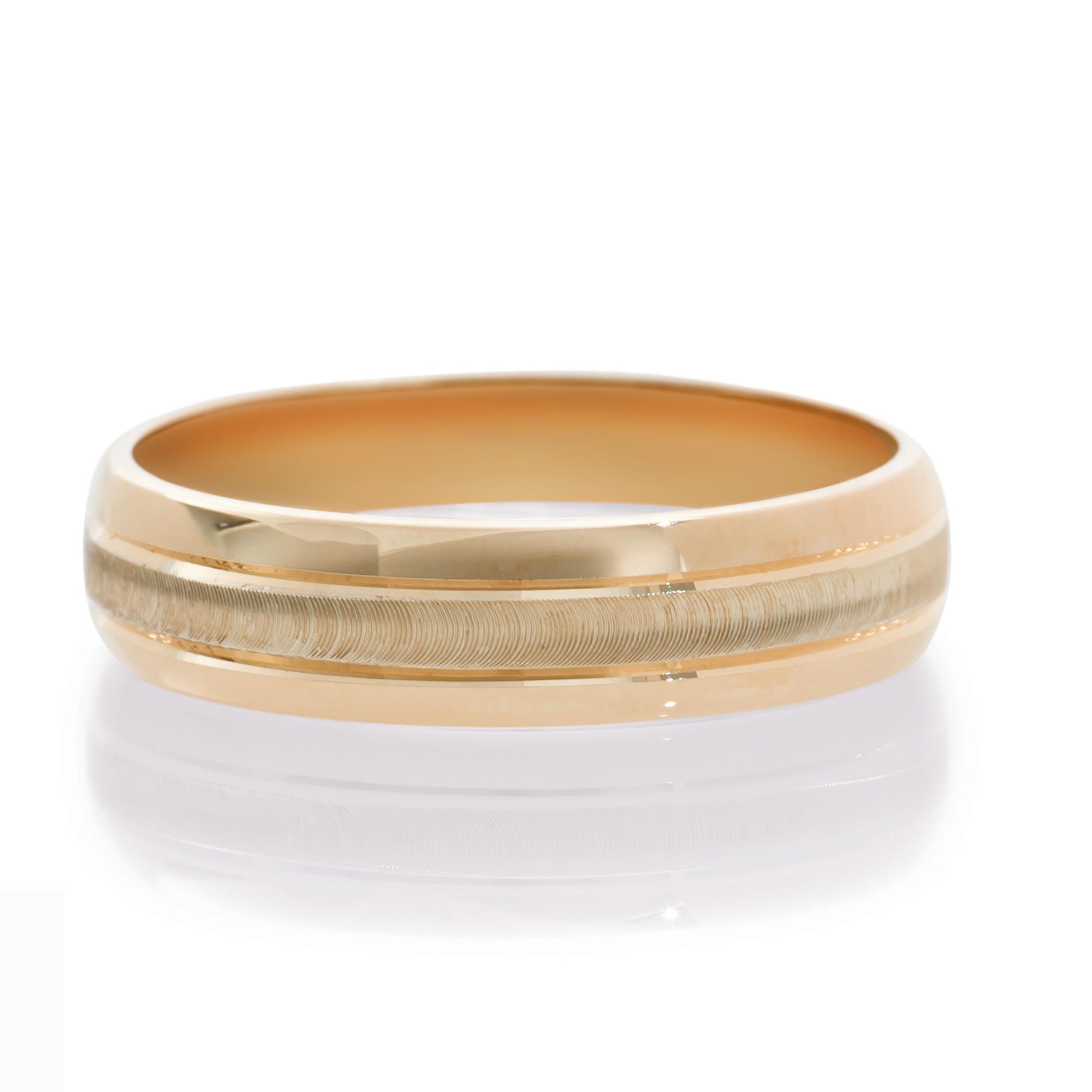 9ct Two Tone Gold Diamond Cut Wedding Band, T