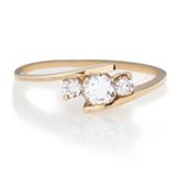 9ct Gold Cubic Zirconia Bypass Ring, S