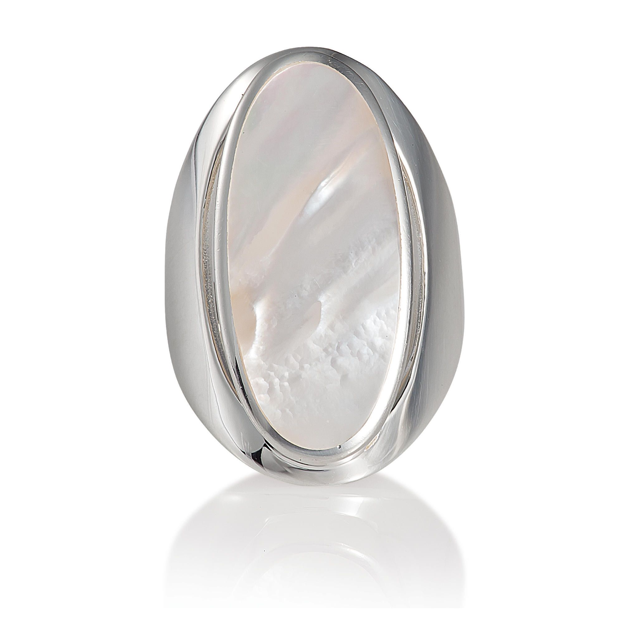 Sterling Silver Mother Of Pearl Ring, Large Sterling Silver Mother Of Pearl Ring, Large
