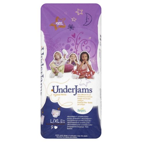 Image of Pampers Underjams Pyjama Pants - Girl - size 8 - Large/extra Large- 9 Pack