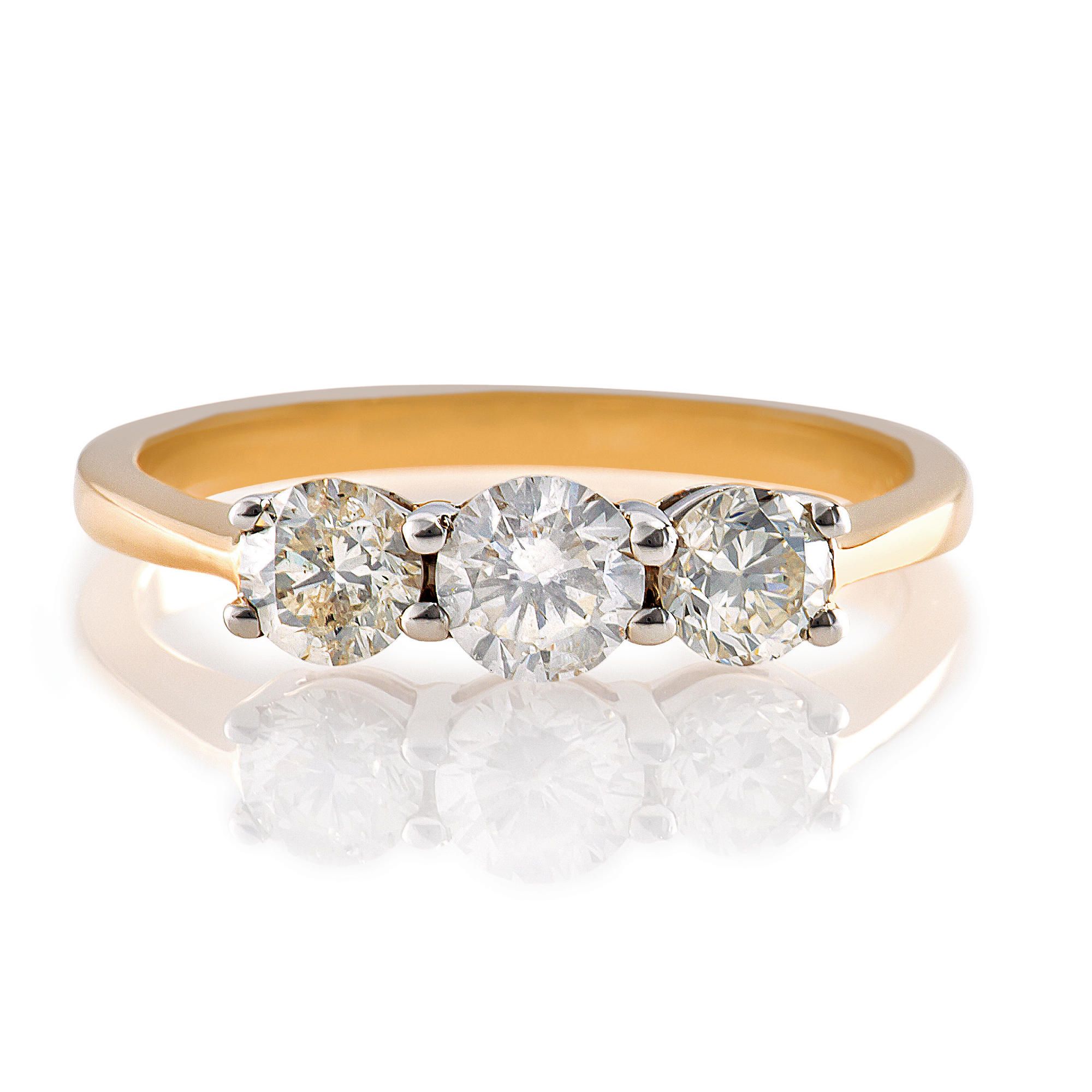 9ct Gold 1ct 3 Stone Diamond Ring, P at Tesco Direct